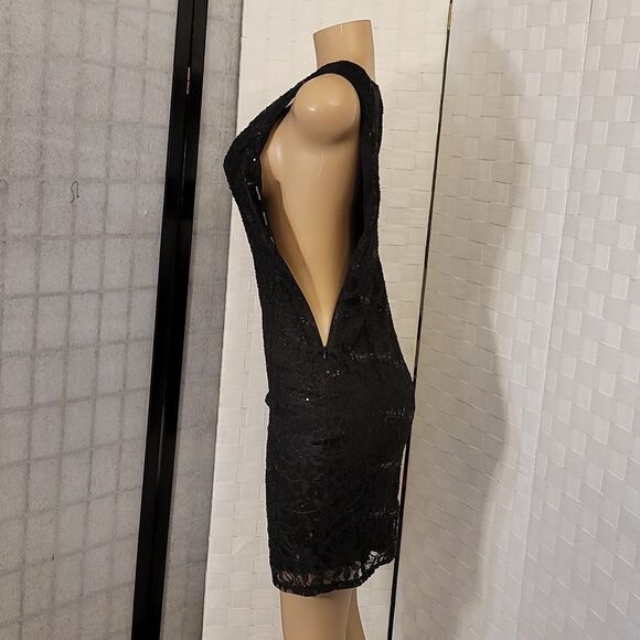 BRAND NEW ALEXA B NITES V-NECK SEQUIM EMBROIDERY MINI LACE DRESS - Picture 12 of 15